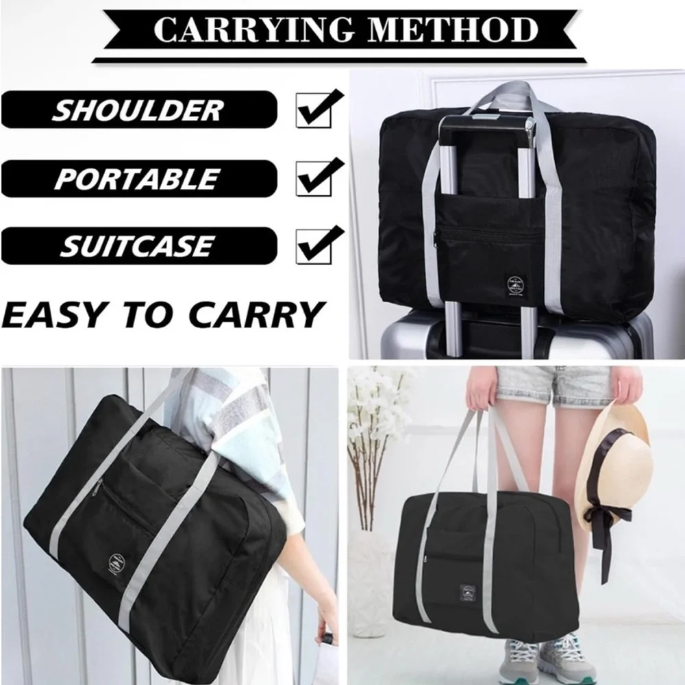 Sleek Black Duffel Bag with Gray Accents